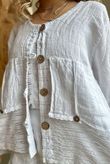 Made in Italy Benji Linen Wave Panel Jacket White **